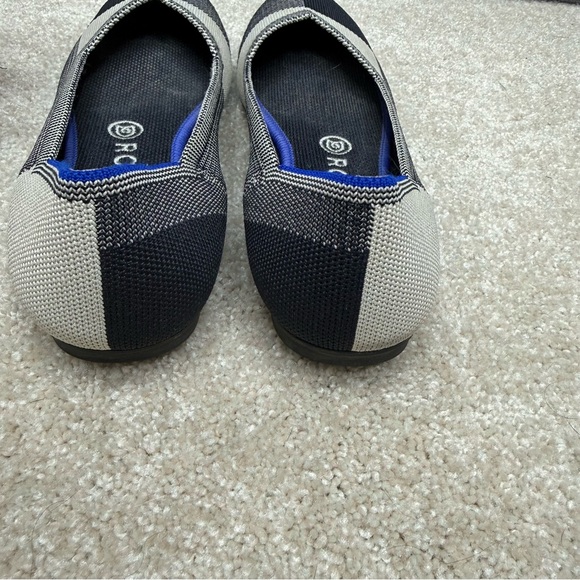 Rothy's The Classic Flat Round Cap Toe Womens 8 Black Cream Plaid Shoes Retired - Picture 4 of 5